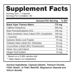 Black Viper Tabla Nutricional