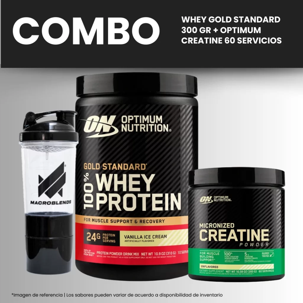 WHEY GOLD STANDARD 300 GRAMOS + CREATINA OPTIMUM 60 SERVICIOS
