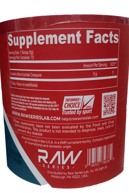 Creatina Monohidratada Raw Tabla Nutricional