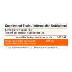 Creatina Healthy Sports Tabla Nutricional