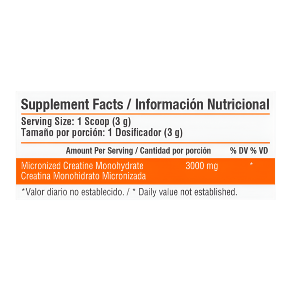 Creatina Healthy Sports Tabla Nutricional