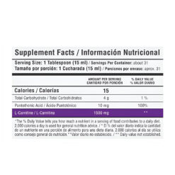 L-CARNITINA LIQUIDA 1500mg HEALTHY SPORTS TABLA NUTRICIONAL