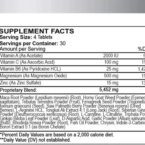 MONSTER TEST TABLA NUTRICIONAL