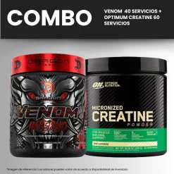 CREATINA OPTIMUM 60 SERVICIOS + PREENTRENO VENOM 40 SERVICIOS