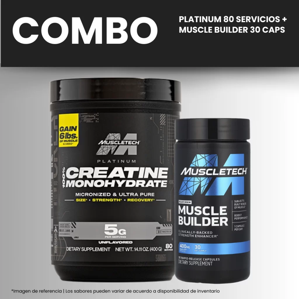 CREATINA PLATINUM 80 SERVICIOS + MUSCLE BUILDER 30 CAPS