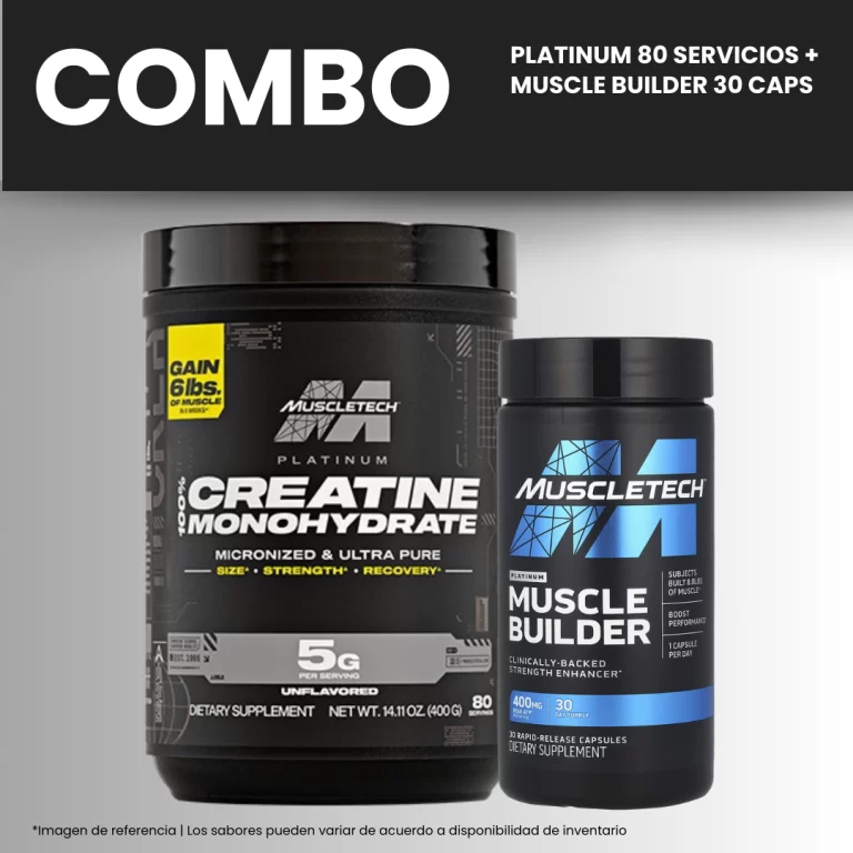 CREATINA PLATINUM 80 SERVICIOS + MUSCLE BUILDER 30 CAPS