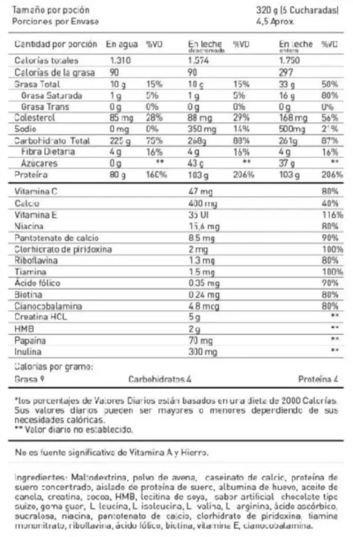 TNT MEGA MASS GAINER 10 LIBRAS - Imagen 2