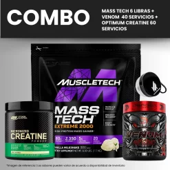 MASS TECH 6 LIBRAS + PREENTRENO VENOM 40 SERVICIOS + CREATINA OPTIMUM 60 SERVICIOS