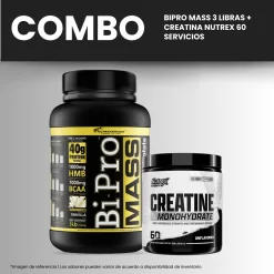 BIPRO MASS 3 LIBRAS + CREATINA NUTREX 60 SERVICIOS