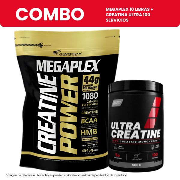 MEGAPLEX CREATIEN POWDER 10 LIBRAS + CREATINA MONOHIDRATADA ULTRA 100 SERVICIOS