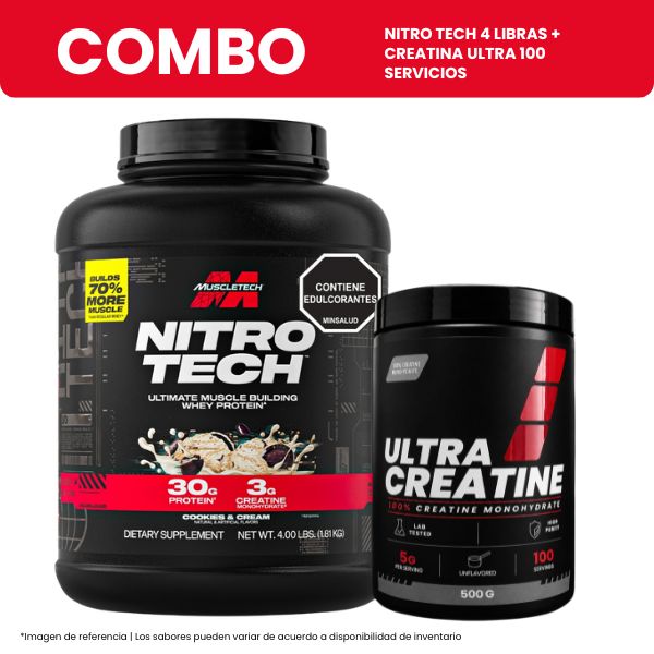 NITROTECH 4 LIBRAS + CREATINA ULTRA 100 SERVICIOS